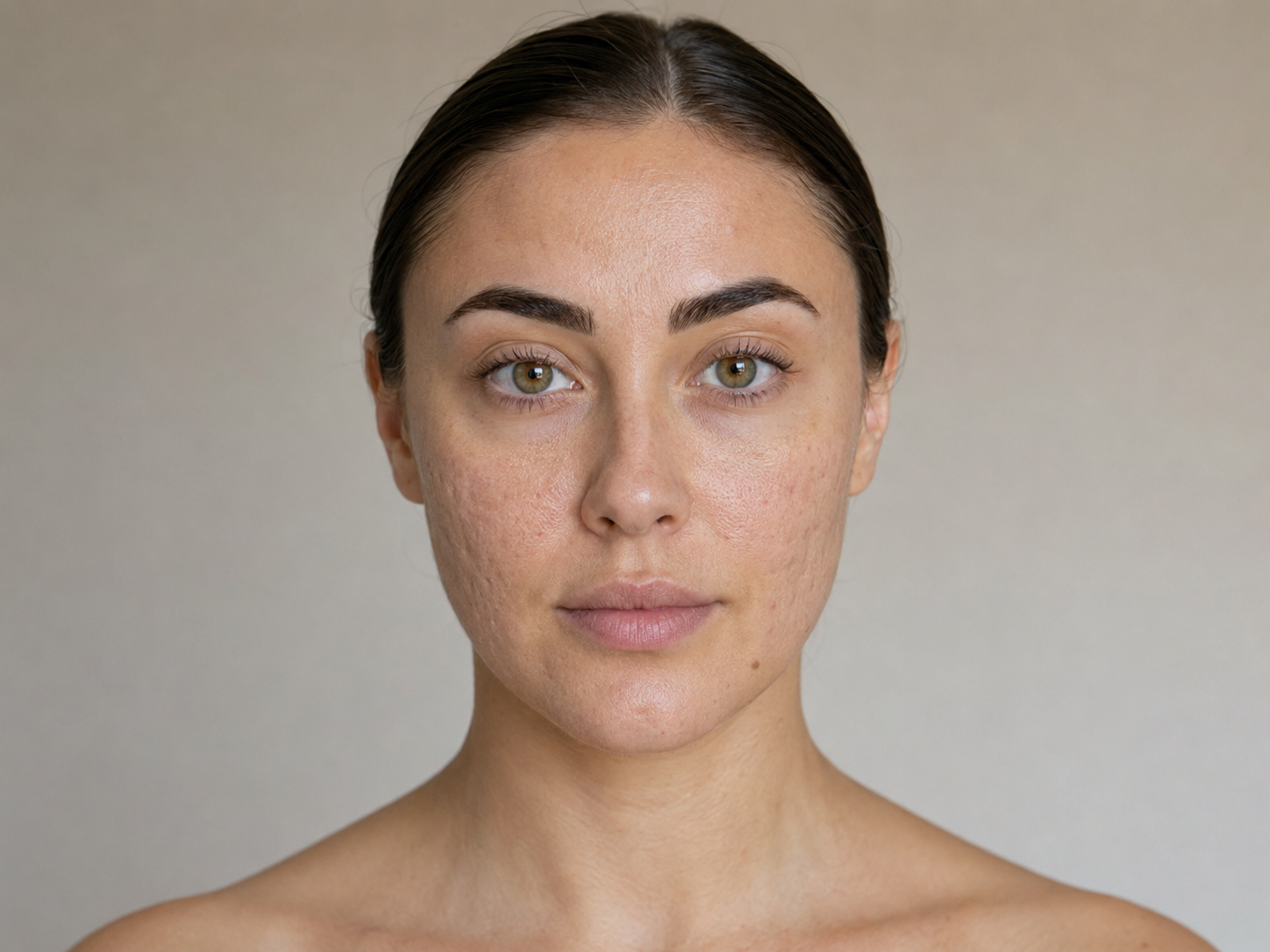 Skin before microneedling: visible texture and uneven tone